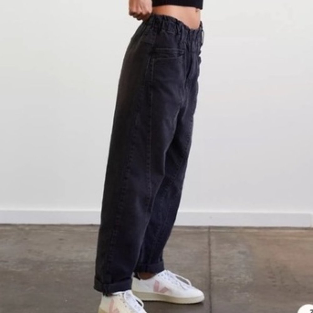 FREE PEOPLE - WE THE FREE - POWELL BOYFRIEND PULL ON PANTS JEANS - WASHED BLACK